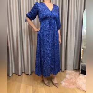 Elegant Blue Polka Dot Dress